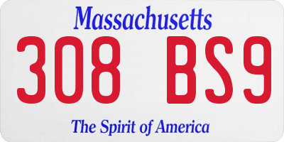 MA license plate 308BS9