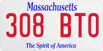 MA license plate 308BT0