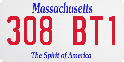 MA license plate 308BT1