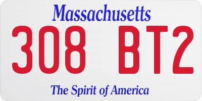 MA license plate 308BT2