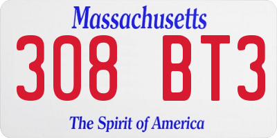 MA license plate 308BT3