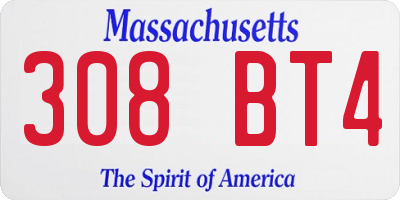 MA license plate 308BT4