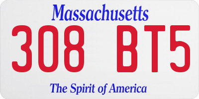 MA license plate 308BT5