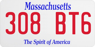 MA license plate 308BT6