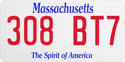 MA license plate 308BT7