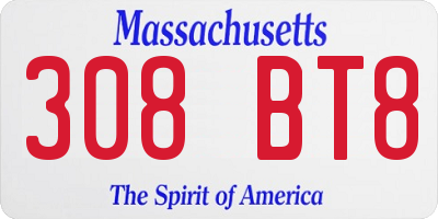 MA license plate 308BT8