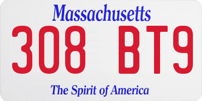 MA license plate 308BT9