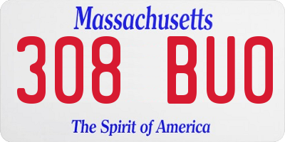 MA license plate 308BU0