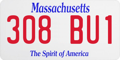 MA license plate 308BU1