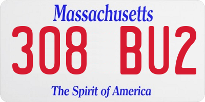 MA license plate 308BU2