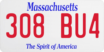 MA license plate 308BU4