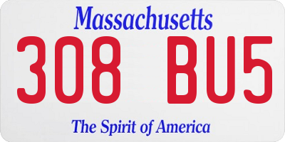 MA license plate 308BU5