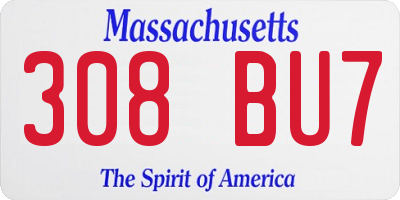 MA license plate 308BU7