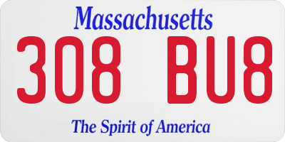 MA license plate 308BU8