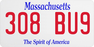 MA license plate 308BU9