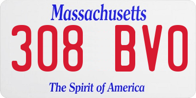 MA license plate 308BV0
