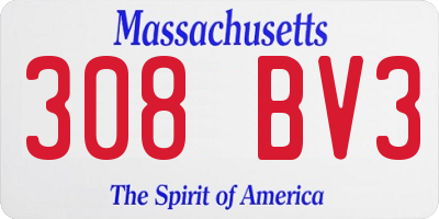 MA license plate 308BV3
