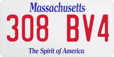 MA license plate 308BV4