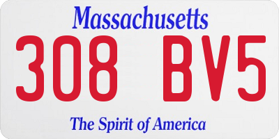MA license plate 308BV5