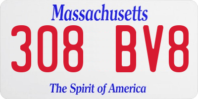 MA license plate 308BV8