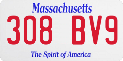 MA license plate 308BV9