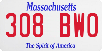 MA license plate 308BW0