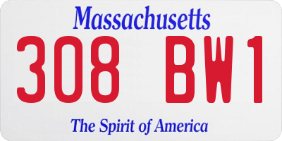 MA license plate 308BW1