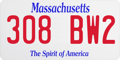 MA license plate 308BW2