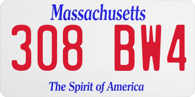 MA license plate 308BW4