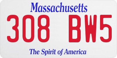 MA license plate 308BW5