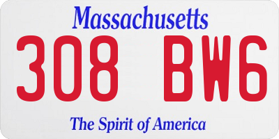MA license plate 308BW6