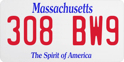 MA license plate 308BW9