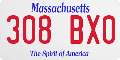 MA license plate 308BX0