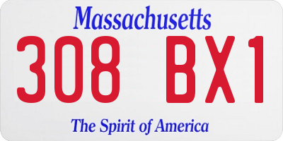 MA license plate 308BX1