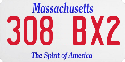 MA license plate 308BX2