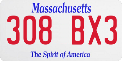 MA license plate 308BX3