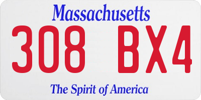 MA license plate 308BX4
