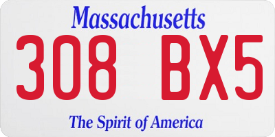 MA license plate 308BX5