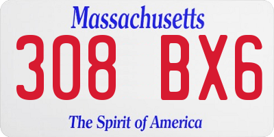 MA license plate 308BX6