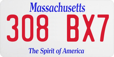MA license plate 308BX7
