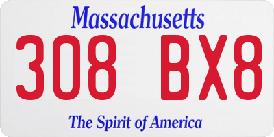 MA license plate 308BX8
