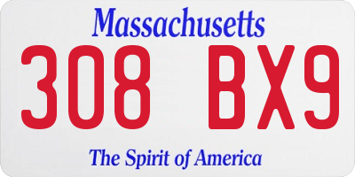 MA license plate 308BX9