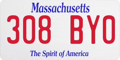 MA license plate 308BY0