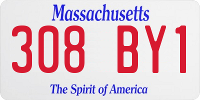 MA license plate 308BY1