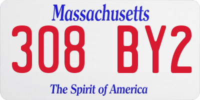 MA license plate 308BY2