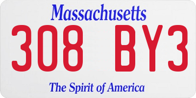 MA license plate 308BY3