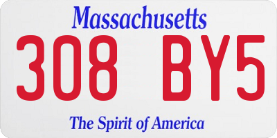 MA license plate 308BY5