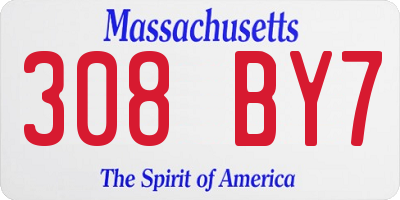 MA license plate 308BY7