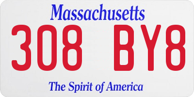MA license plate 308BY8