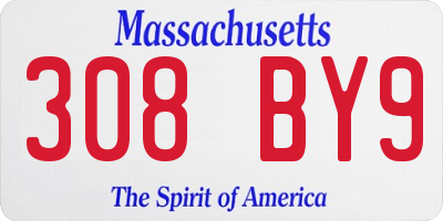 MA license plate 308BY9